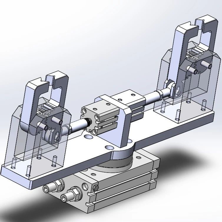 【非标数模】同步夹爪机构3D数模图纸 Solidworks设计