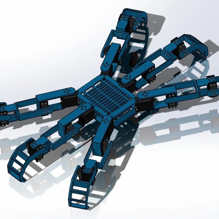 【机器人】Hexapod六足虫爬行简易结构3D图纸 Solidworks设计