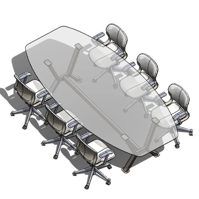 【生活艺术】MEETING TABLE顶板玻璃会议桌3D数模图纸 Solidworks设计