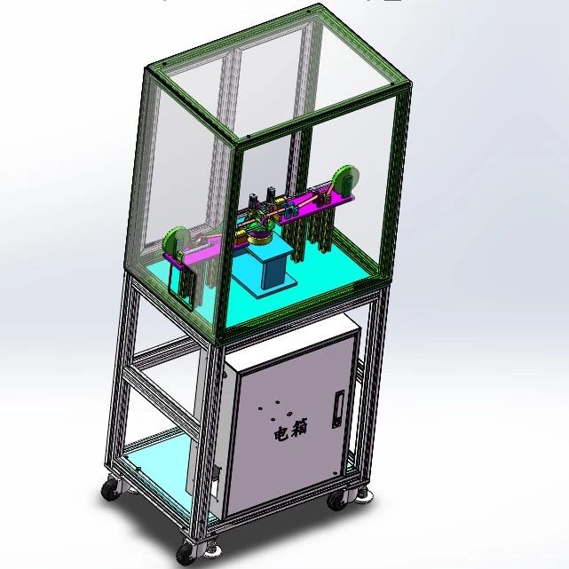 【非标数模】自动贴胶带裁断一体机3D数模图纸 Solidworks18设计