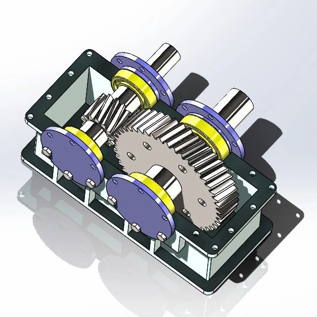 【差减变速器】Helical Gear Velocity一级斜齿轮减速器简易模型3D图纸