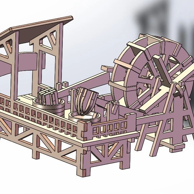 【工程机械】水椿坊（古代纺织设备）3D模型图纸 Solidworks设计