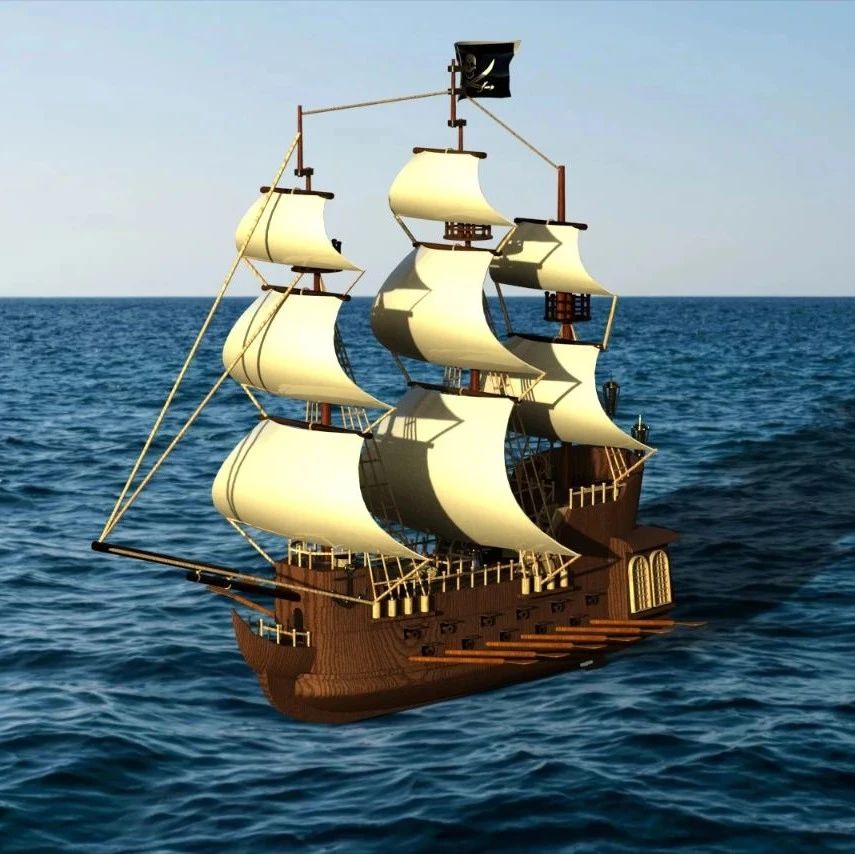 【海洋船舶】pirate ship海盗船3D数模图纸 STP格式