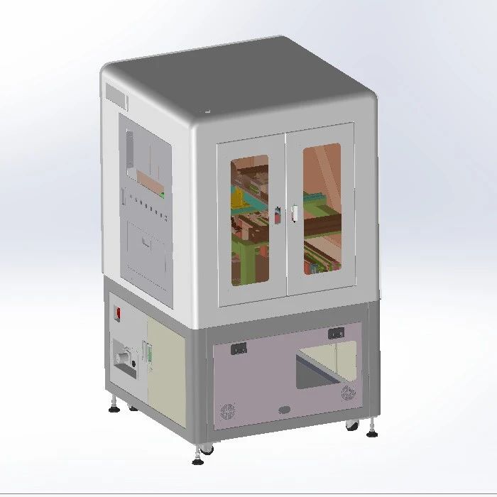 【非标数模】在线式两工位兼容贴标机3D数模图纸 Solidworks20设计