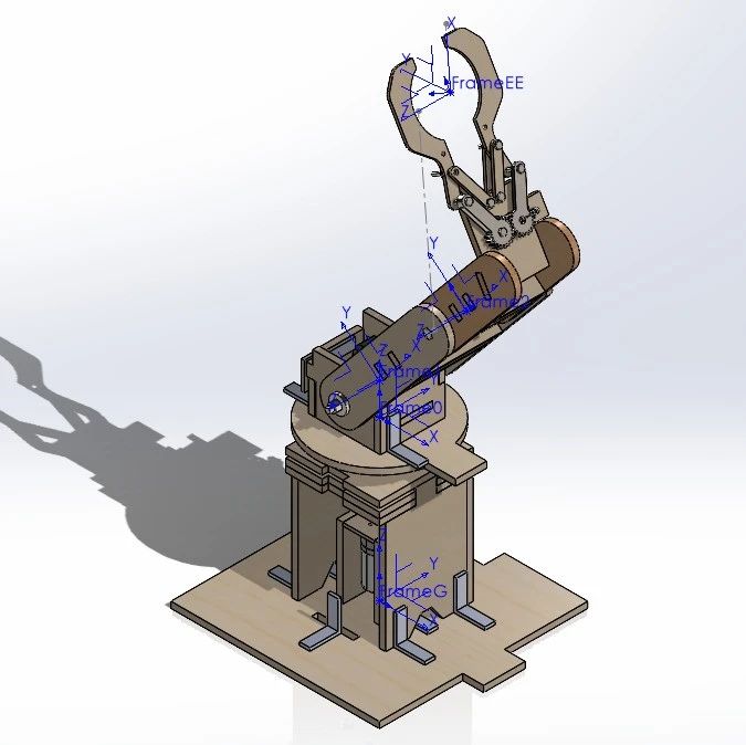 【机器人】三自由度Prevolute简易机械臂3D数模图纸 Solidworks设计