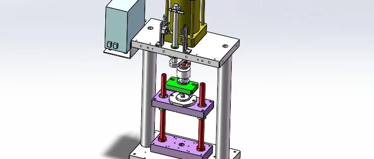 【工程机械】1吨桌面式气动冲床3D数模图纸 Solidworks22设计