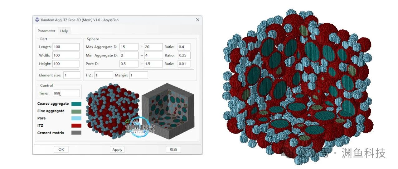 Abaqus随机骨料过渡区孔隙三维网格插件：Random Agg ITZ Pore 3D