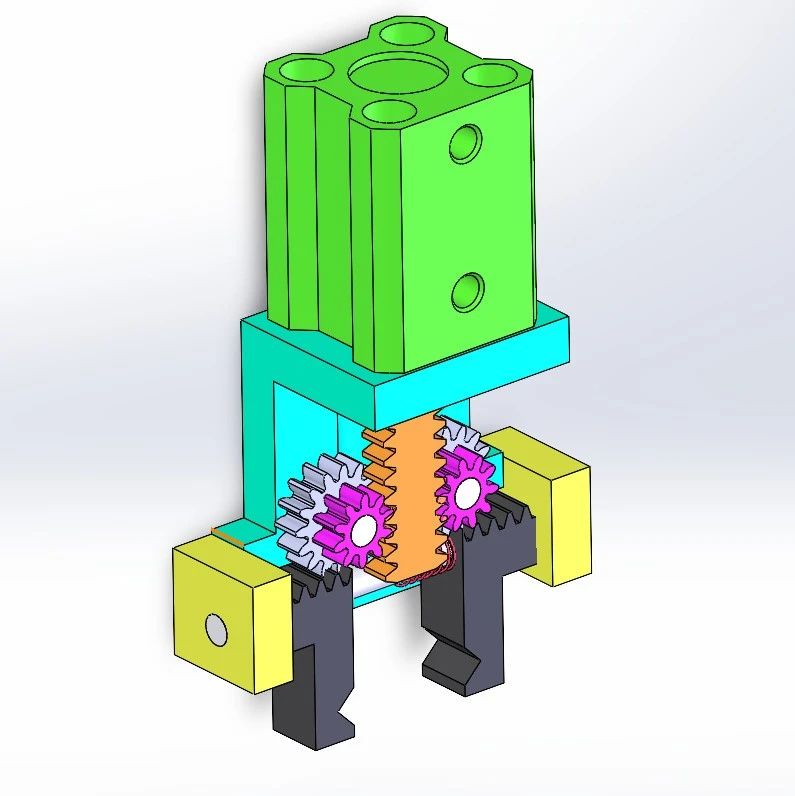 【非标数模】齿轮式平行爪3D数模图纸 Solidworks设计