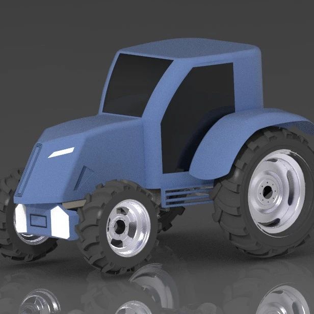 【农业机械】Diorama tractor拖拉机简易模型3D图纸 STP格式