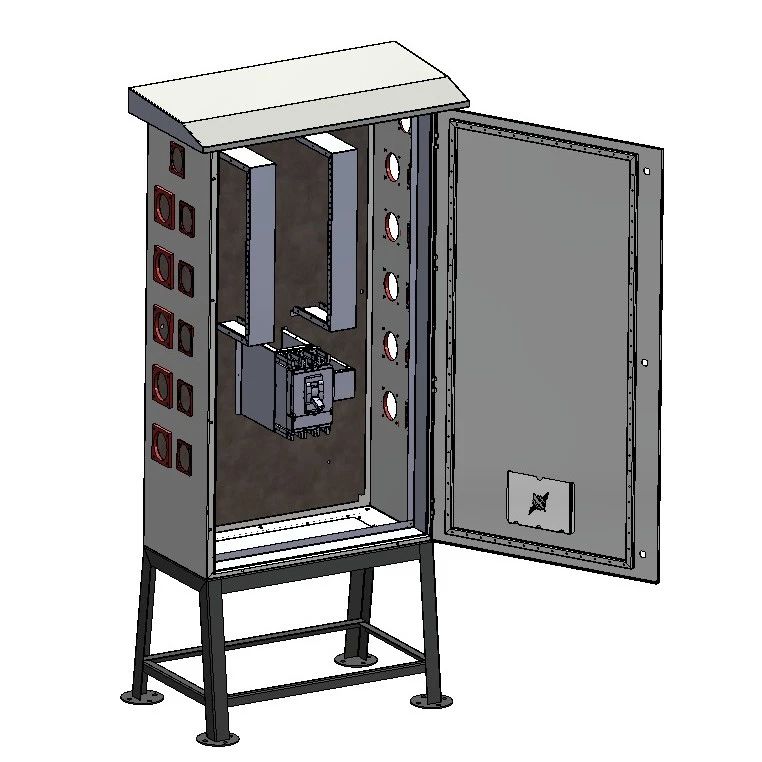 【工程机械】1400x800x400 Socket Panel户外电柜3D数模图纸 STEP格式