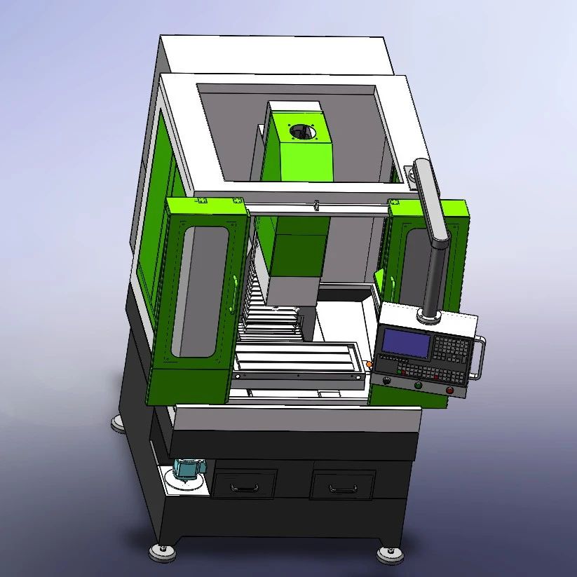 【工程机械】悬臂式双头精雕机3D数模图纸 Solidworks18设计