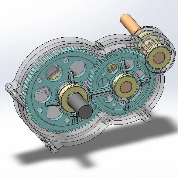 【差减变速器】Two stage gear reducer二级齿轮减速器3D图纸