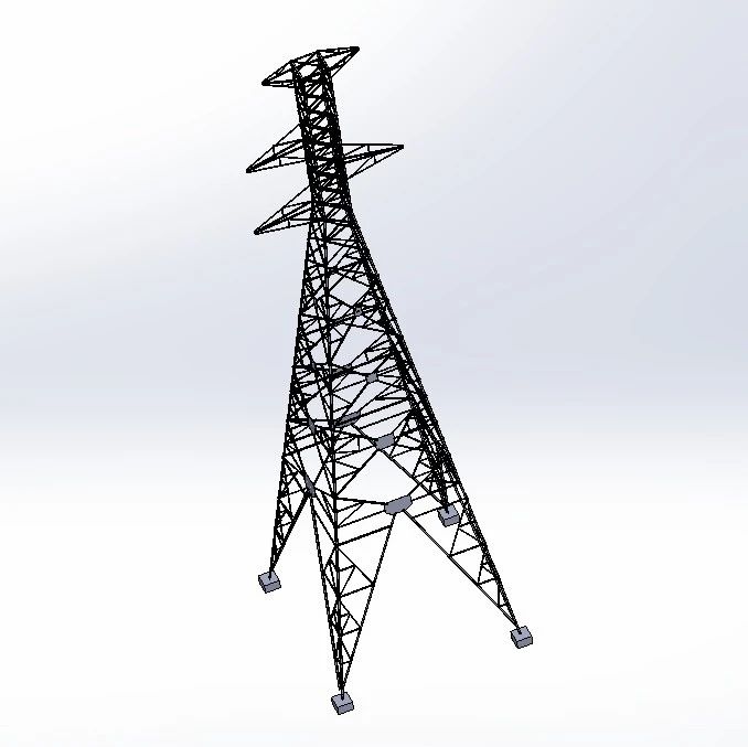 【工程机械】Transmission Tower高压输电塔3D数模图纸 Solidworks设计