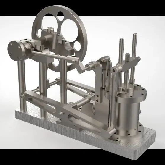 【发动机电机】STEAM ENGINE蒸汽引擎结构3D图纸 Solidworks设计