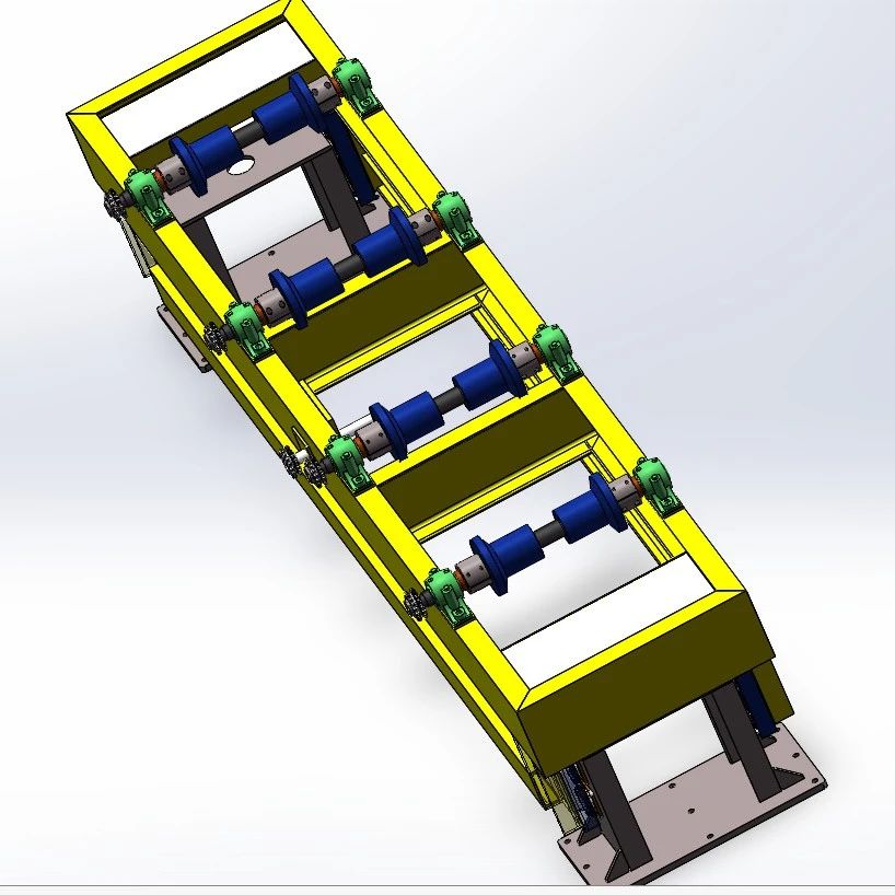 【非标数模】4m托辊线3D数模图纸 Solidworks18设计 附STEP