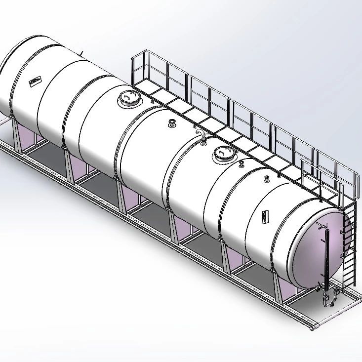 【工程机械】100立方卧式储罐3D图纸 Solidworks18设计