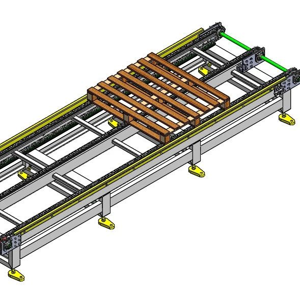 【工程机械】托盘运输机链式输送机3D数模图纸 STEP格式