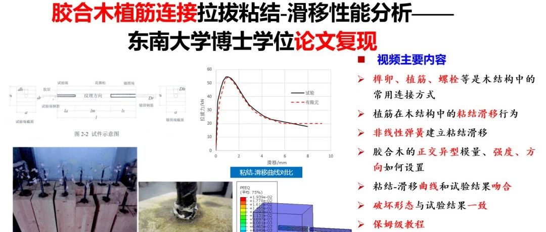 ABAQUS东南大学博士学位论文复现——胶合木植筋连接拉拔粘结-滑移性能分析