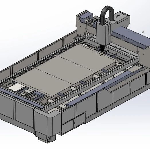 【工程机械】500瓦激光切割机3D数模图纸 x_t格式