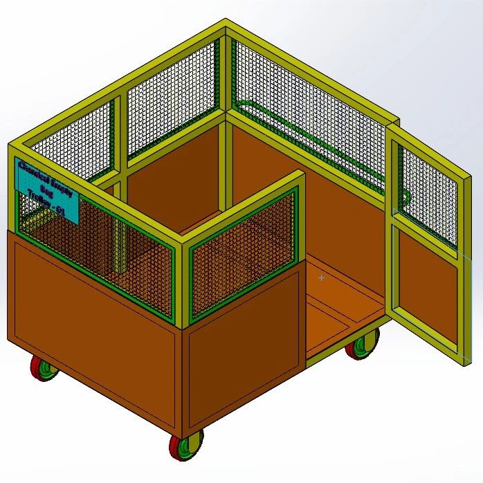 【工程机械】Tool Material trolley带门刀具物料推车3D图纸