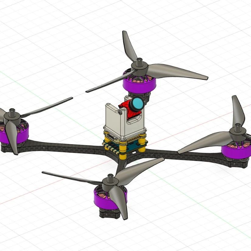 【飞行模型】5英寸超轻型机架竞速无人机3D数模图纸 STEP格式