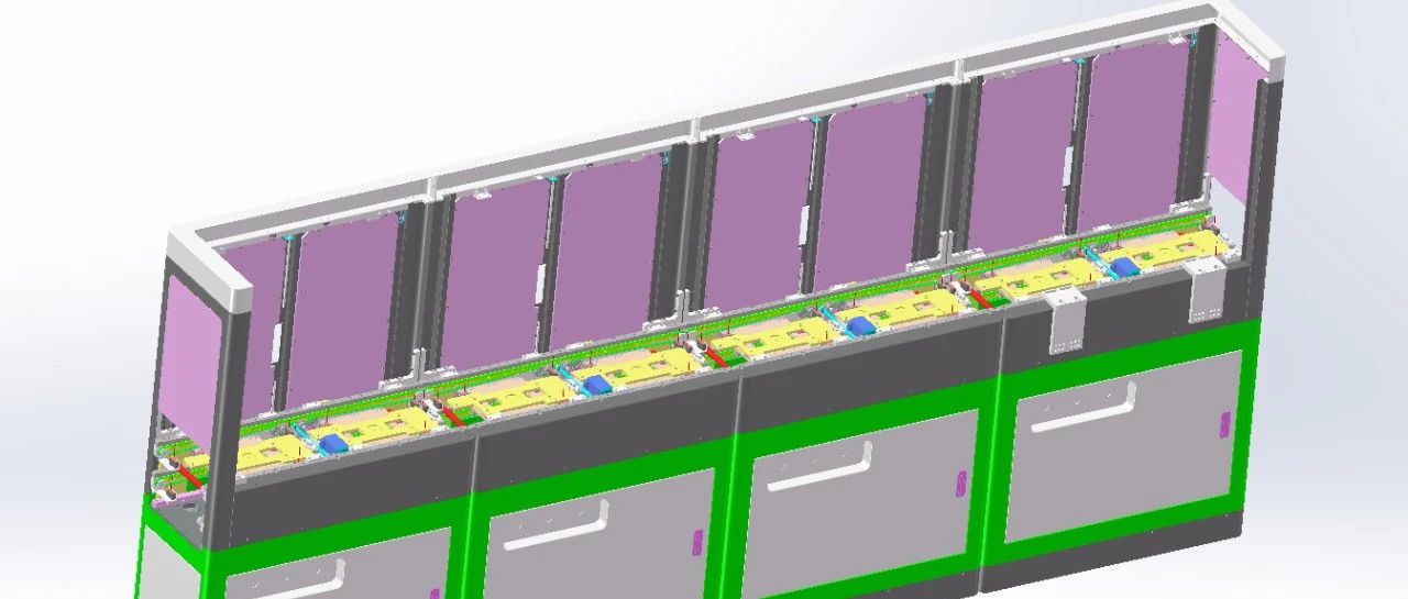 【非标数模】带护栏多段皮带线3D数模图纸 Solidworks23设计