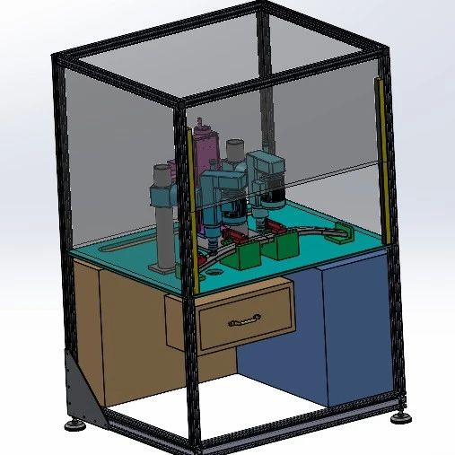 【非标数模】钻孔打标站3D数模图纸 Solidworks20设计