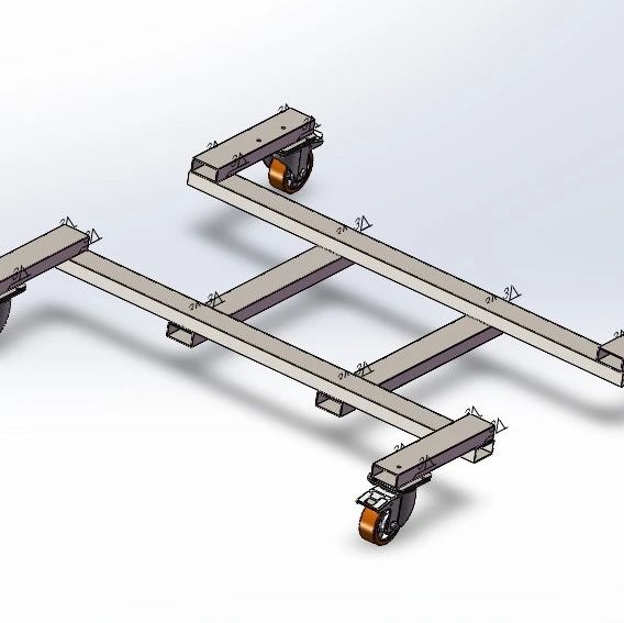 【工程机械】脚轮移动车框架3D数模图纸 Solidworks设计