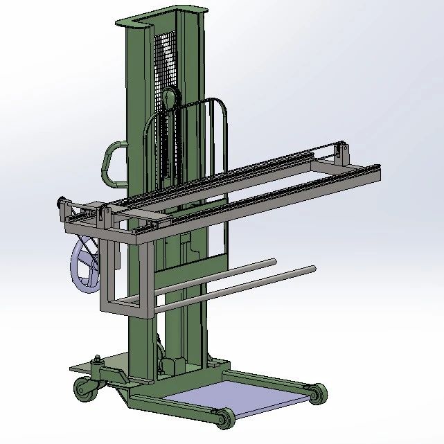 【非标数模】布料卷筒上下料搬运车3D数模图纸 Solidworks20设计
