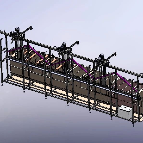 【非标数模】配件表面处理生产线3D数模图纸 Solidworks18设计