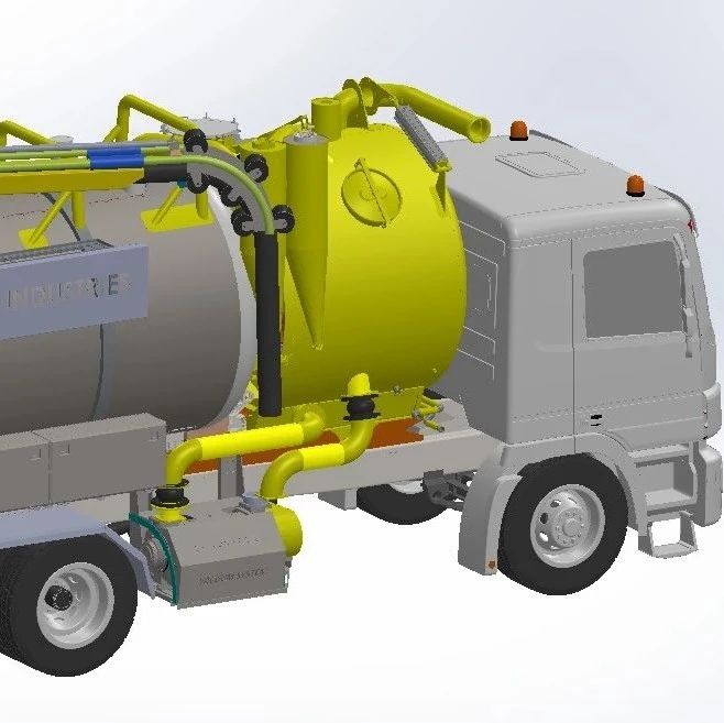 【工程机械】VACUUM TRUCK真空吸尘车工程车3D数模图纸 STEP格式