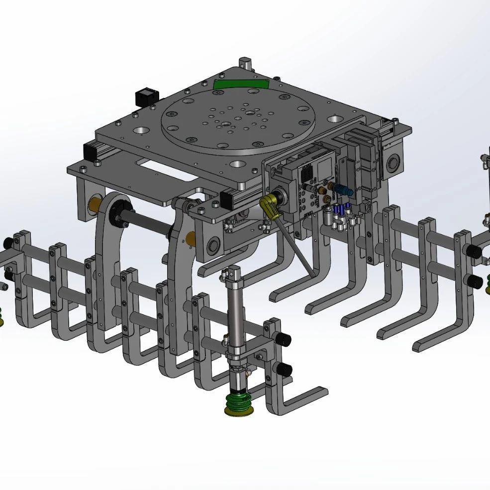 【工程机械】带真空吸盘的包装袋夹持抓取夹具3D图纸 STP格式