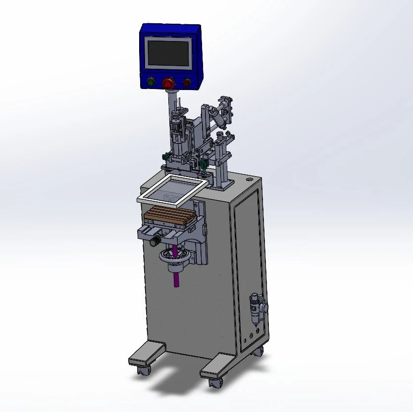 【非标数模】立式丝印机3D数模图纸 Solidworks20设计
