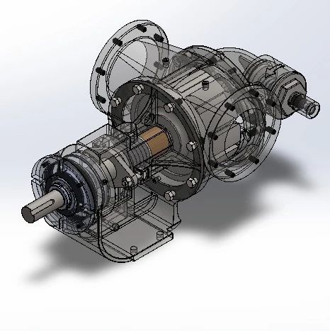 【泵缸阀杆】6X6内啮合齿轮泵3D数模图纸 Solidworks设计