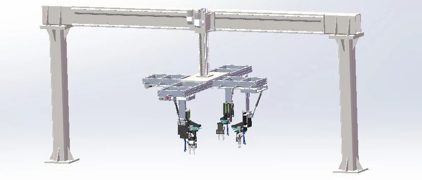 【非标数模】齿轮齿条方管龙门架拾取物料机械手3D数模图纸 Solidworks18设计