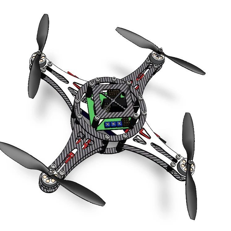 【飞行模型】Quad Rotor Mini四轴无人机结构3D图纸 Solidworks设计
