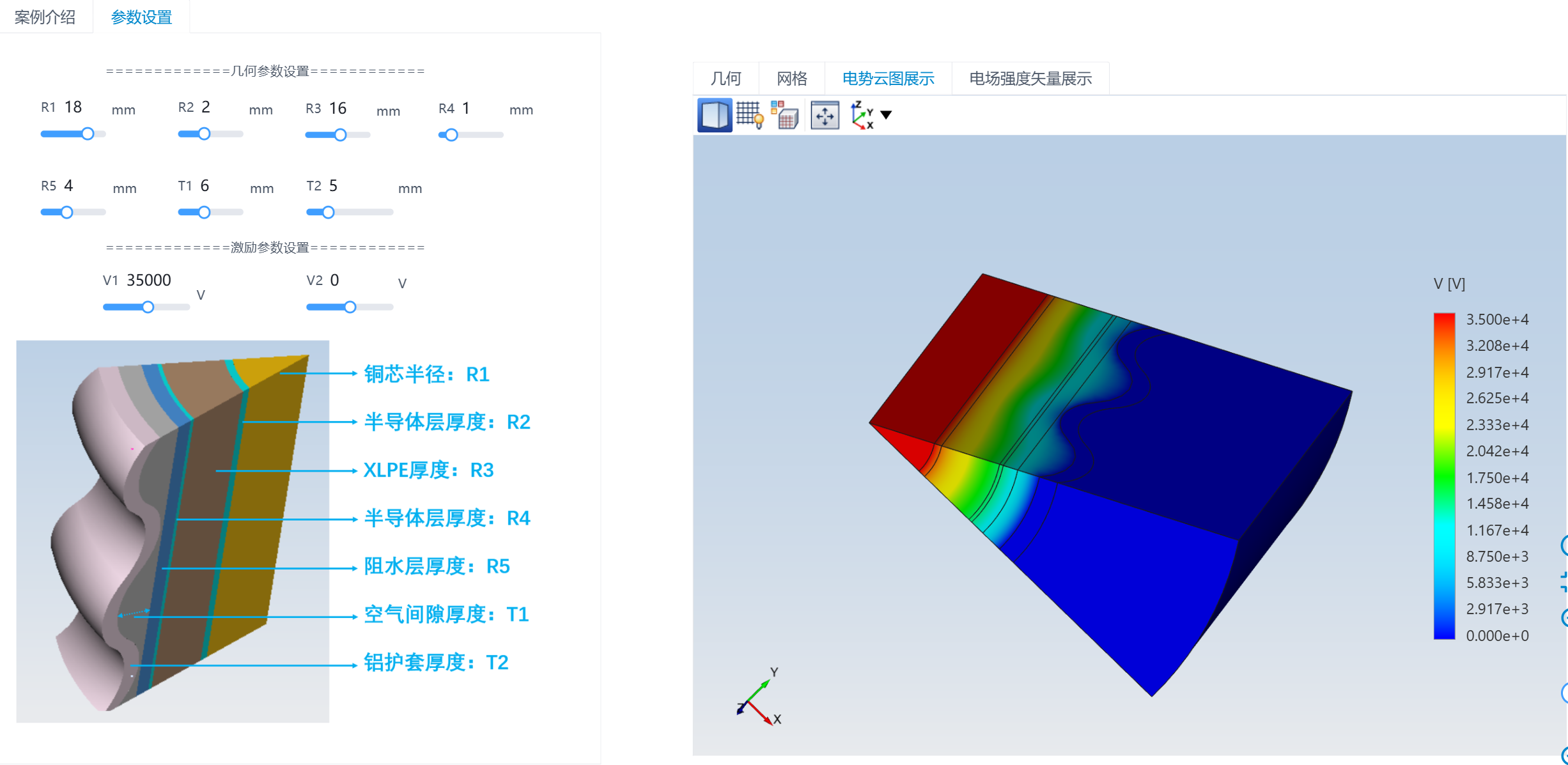 仿真APP应用案例——XLPE电力电缆绝缘校核仿真的图3
