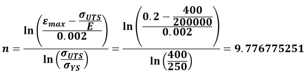 calculation of parameter n for ASTM A36