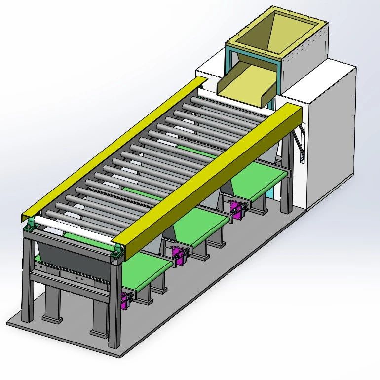 【非标数模】苹果滚杠分级机3D数模图纸 Solidworks18设计