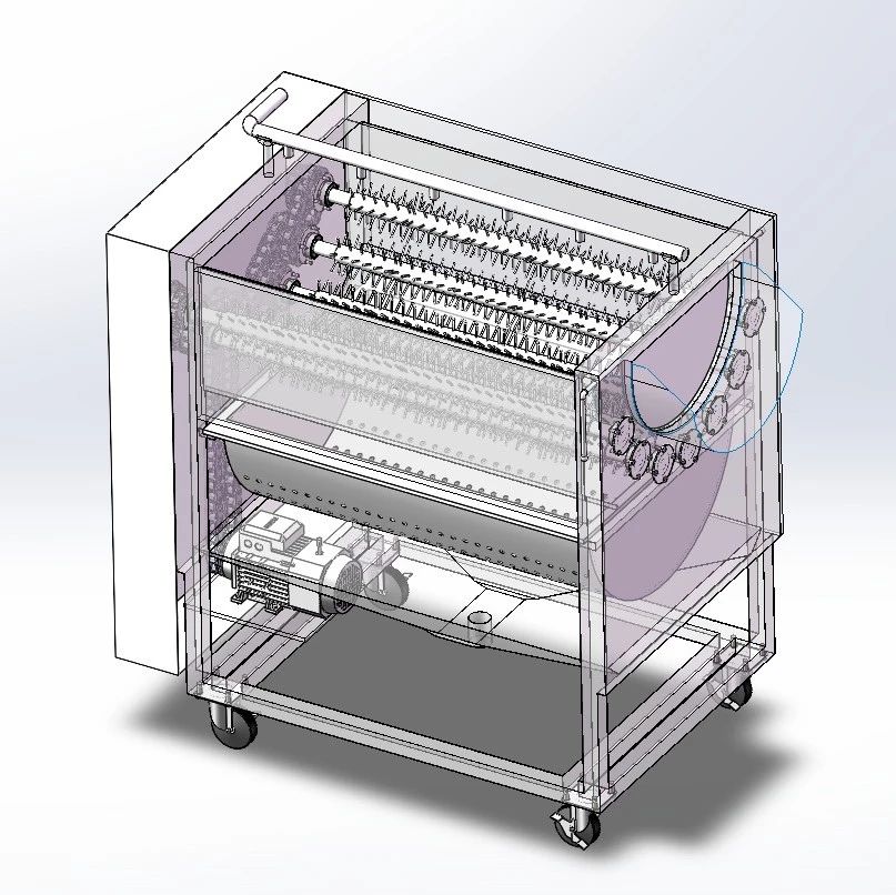 【农业机械】土豆清洗去皮机3D数模图纸 Solidworks21设计