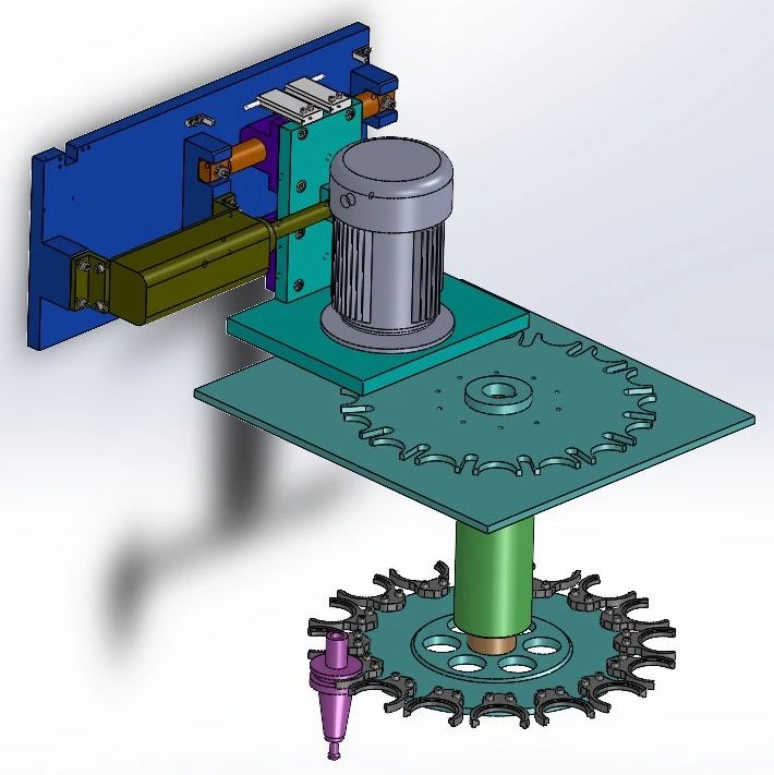 【工程机械】斗笠式刀库（16把刀）3D图纸 Solidworks20设计