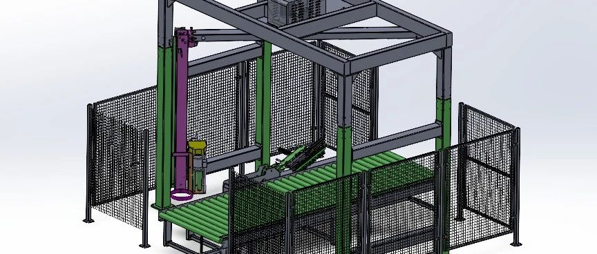 【非标数模】护角覆顶膜悬臂缠绕机3D数模图纸 Solidworks11设计