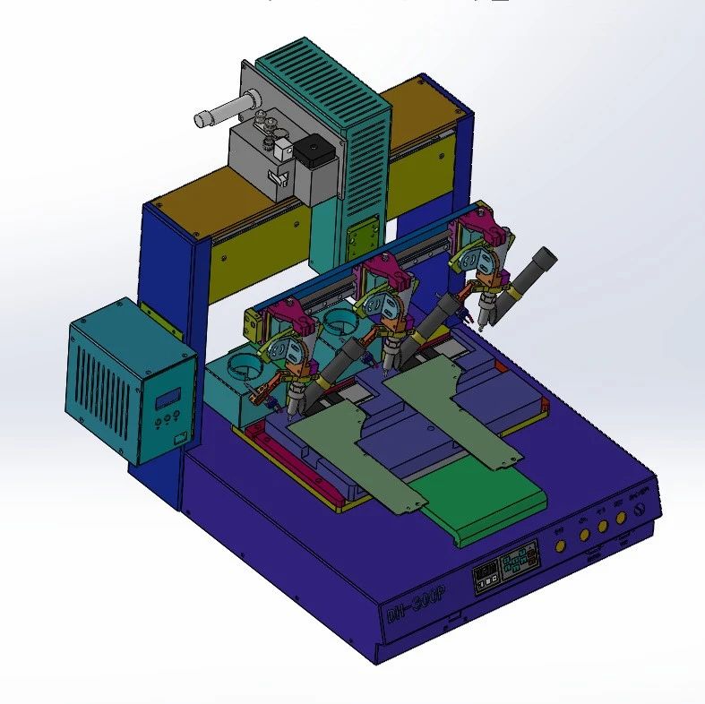 【非标数模】300机三头焊锡机3D数模图纸 Solidworks20设计
