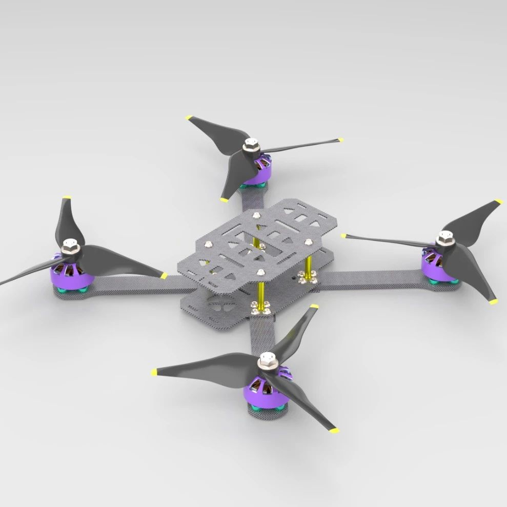 【飞行模型】5英寸（FPV）四轴无人机结构3D图纸 STEP格式