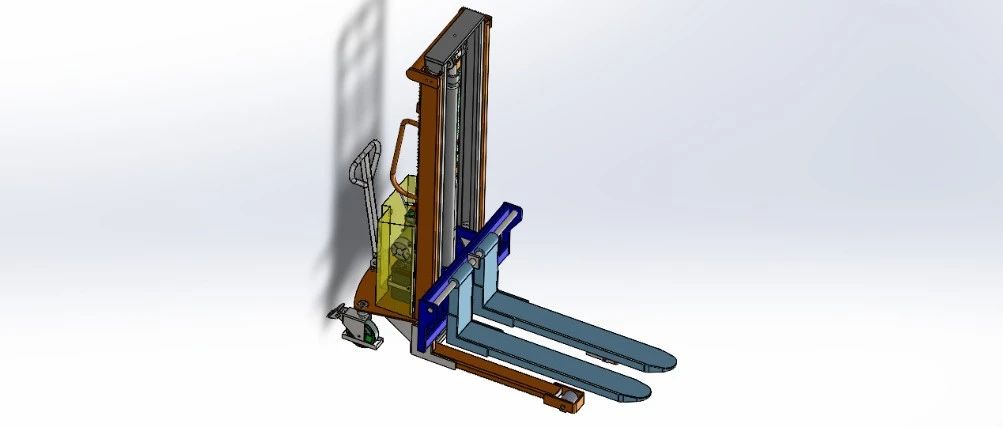 【工程机械】半自动堆高车3D数模图纸 Solidworks18设计