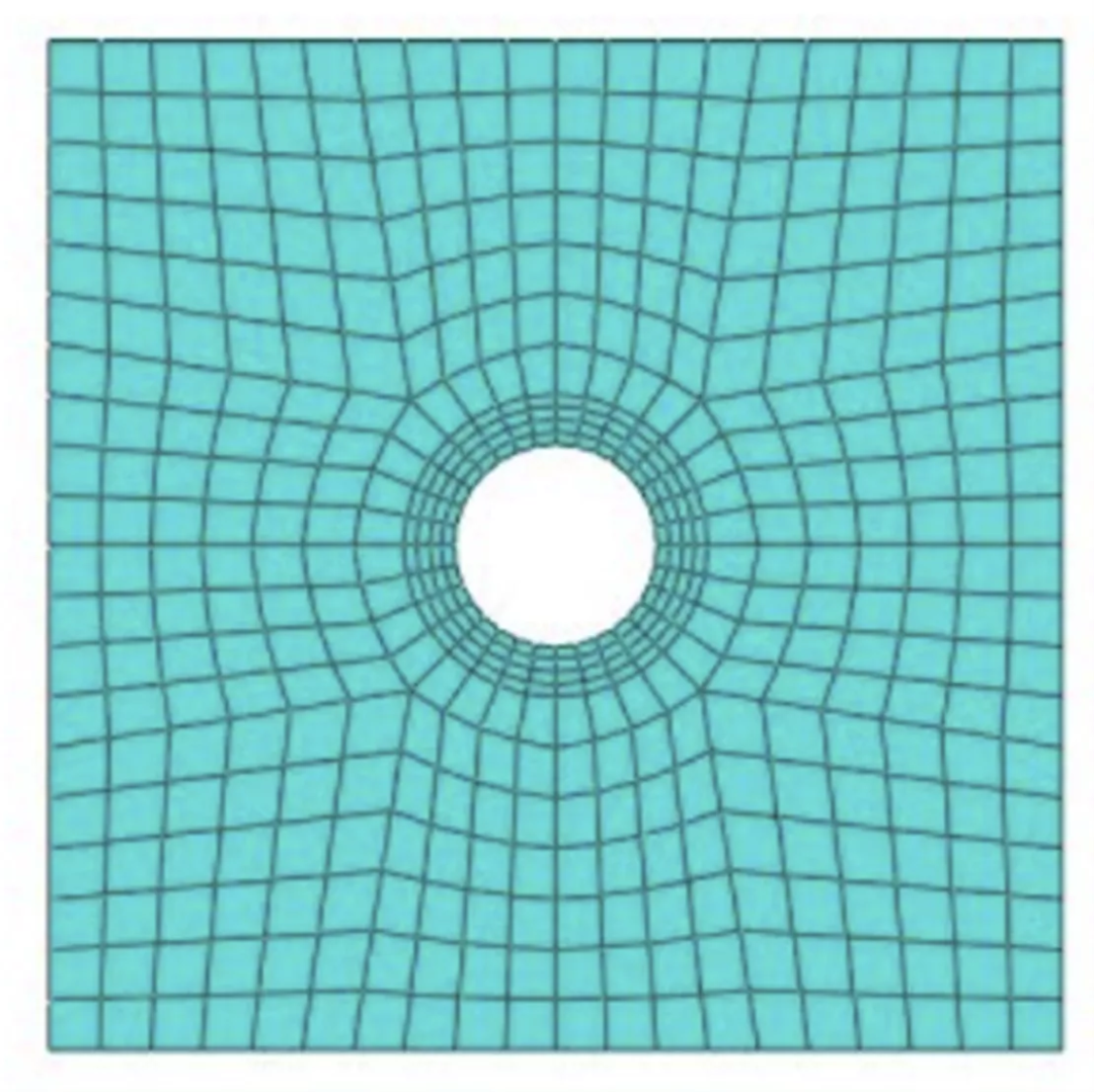 Abaqus Body with Coarse Global Mesh and Fine Local Mesh Control at Area of Interest
