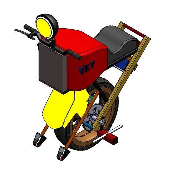 【其他车型】Mono Wheel E-Bike单轮电动自行车3D图纸 Solidworks设计