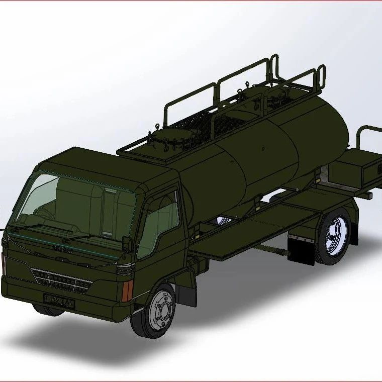 【工程机械】MILITARY WATER TANKER运水卡车3D图纸 STEP格式