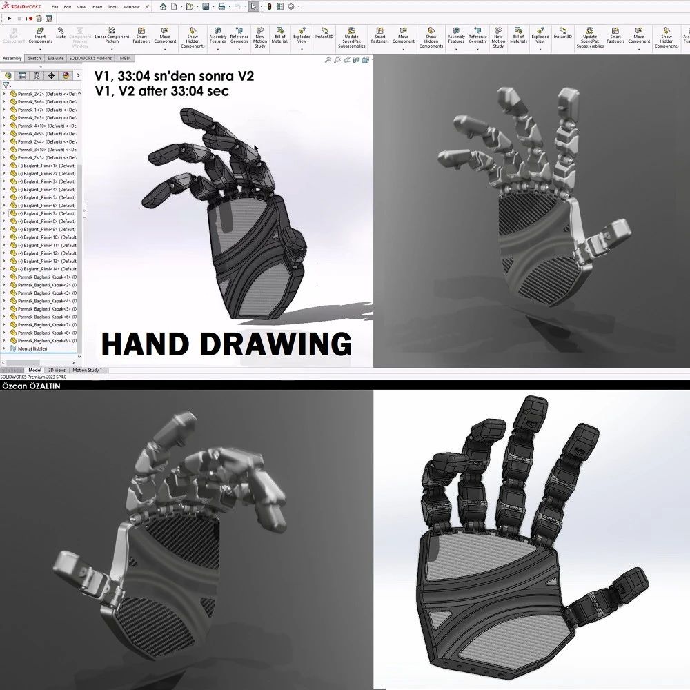 【机器人】Robotic Hand Drawing V2机械手掌模型3D图纸