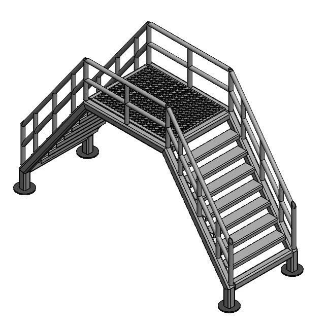 【工程机械】工业用途钢制楼梯平台3D图纸 STEP格式
